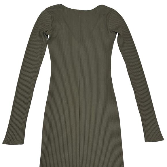 WILFRED FREE Aritzia Rocio Ribbed Knit Midi Dress Moss Green Sz XXS - Picture 5 of 6